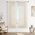 Joywell Linen Curtains 72 Inches Long for Living Room Beige Cream