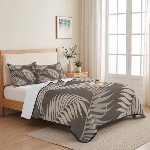 Rustic Palm Leaves King Size Down Alternative Comforter,Lightweight