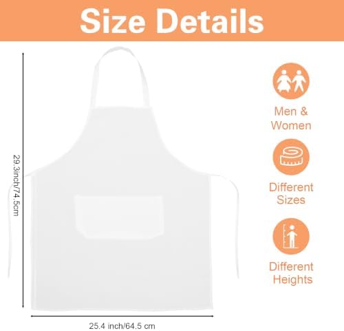 15 Pcs White Aprons with Pockets, Adult Bib Aprons Bulk Machine