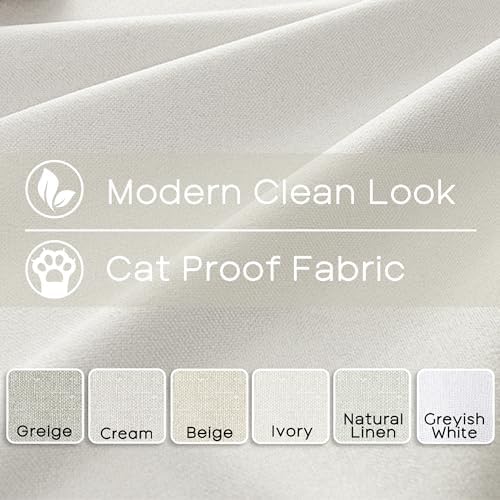 Linen Black Out Curtains 63 Inch Long, Cat Proof Back Tab Blackout