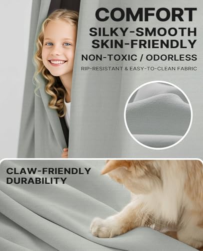 Gray Blackout Chenille Pinch Pleated Curtains 40x84in- Ultra Soft