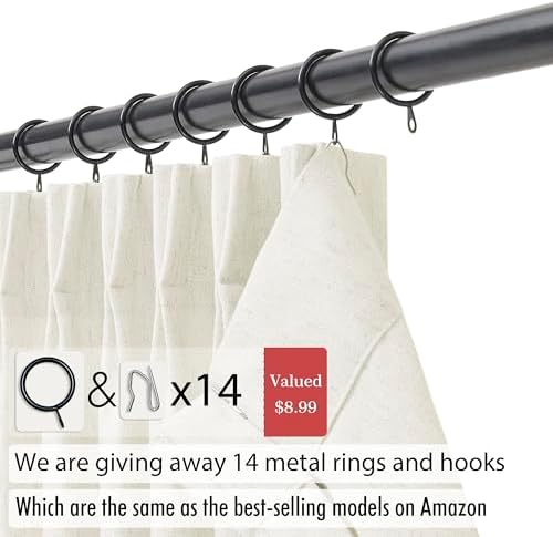 Natural Linen Curtains 63 inch Length,Pinch Pleat Curtains for Living