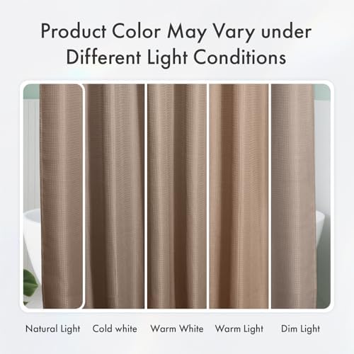 AmazerBath Taupe Shower Curtain Waffle Textured, Fabric Shower Curtain