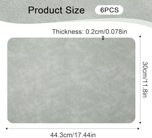 Set of 6 Leather Placemats-12 X 17" Wipeable Placemats Waterproof Heat