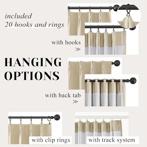 ChrisDowa Cream Pinch Pleated Blackout Curtains 108 inches Long 2