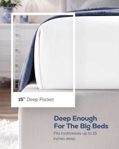 California King Fitted Sheet, Ultra Soft Fits Up to 15" Deep Pocket