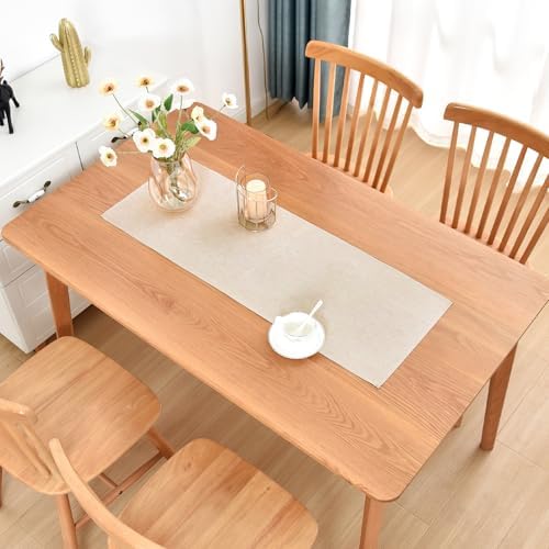 Faux Linen Small Table Runner Water Resistant 13 x 36 in, Neutral