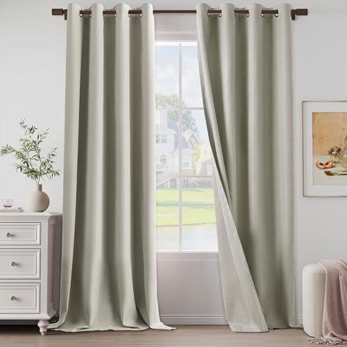 Extra Lenght 100% Blackout Linen Textured Curtains 120 Inch Length 2
