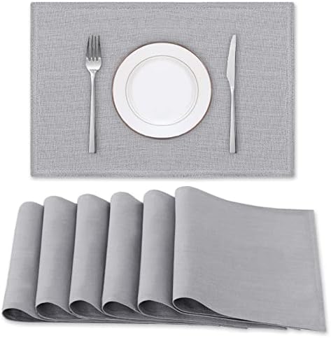 Linen Placemats Set of 6 Washable Solid Table mats for Dining Table