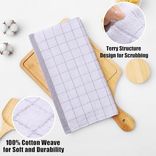 Homaxy 100% Cotton Terry Kitchen Dish Cloths, 8 Pack, White
