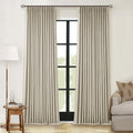 Burlywood Birch 100% Blackout Pinch Pleated Linen Curtains 96 Inches