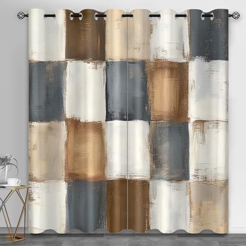 Taupe Curtains for Living Room, Country Farmhouses Curtains for
