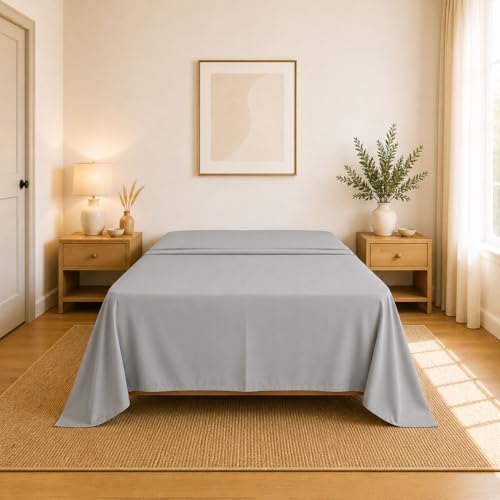 Amay 100% Egyptian Cotton Flat Sheet Only Full XL, 500 Thread Count
