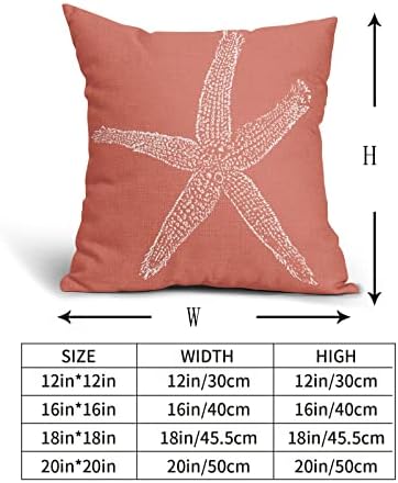 Coastal Coral Pillow Covers 20x20 Inch Set of 2 Starfish Pillowscase