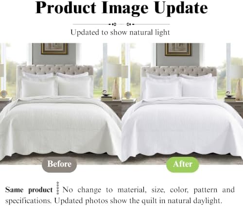 MarCielo 3-Piece 100% Cotton Oversized Bedspread Lightweight Quilt