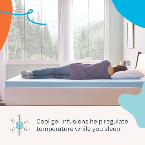 Linenspa 3 Inch Gel Memory Foam Mattress Topper, Plush, Cooling, Queen