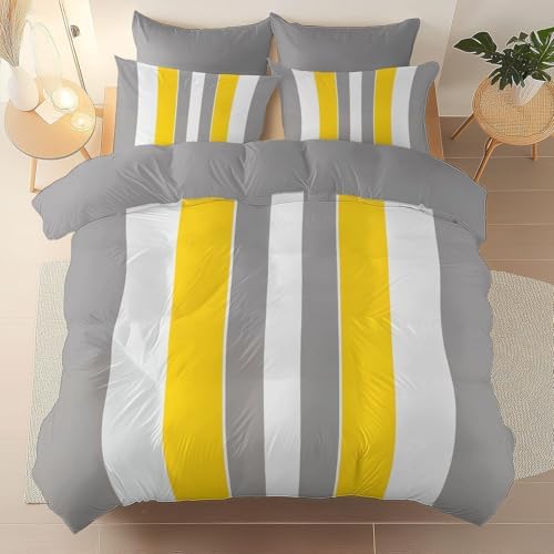 Printed Duvet Cover Set Queen Size - Grey 3 Pieces