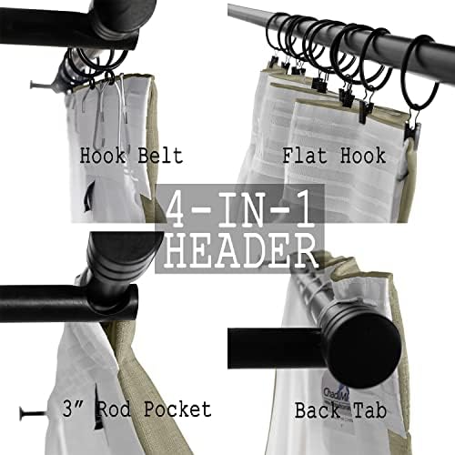 TWOPAGES Linen Room Darkening Rod Pocket Curtain, Taupe Grey, 50Wx96L