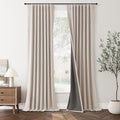 Jowels Oatmeal Linen Blackout Curtains 84 Inches Long 2 Panels for
