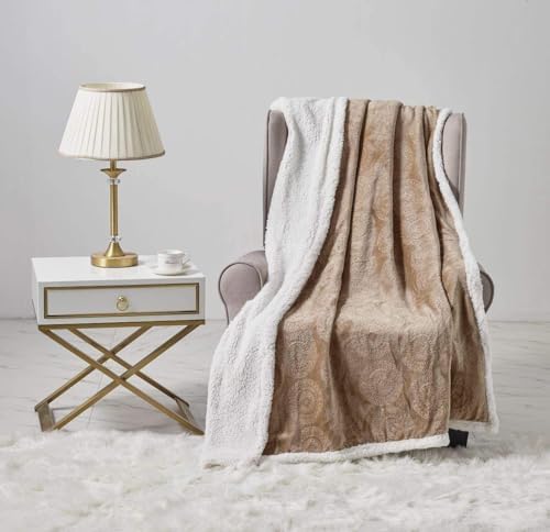 Caesar Sherpa Throw Blanket Fleece Snuggle Warm Throw for Chair, Sofa