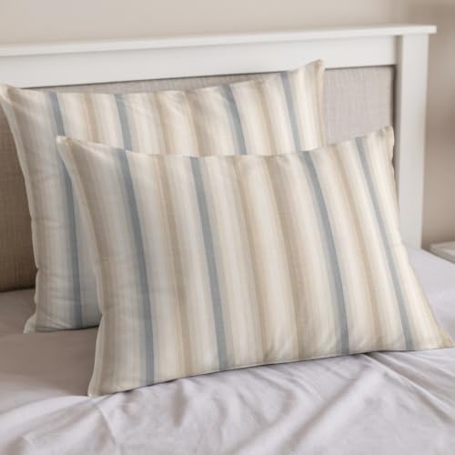 Brown Gray Striped Duvet Cover Queen Size Bedding Set 4 Pieces, 1