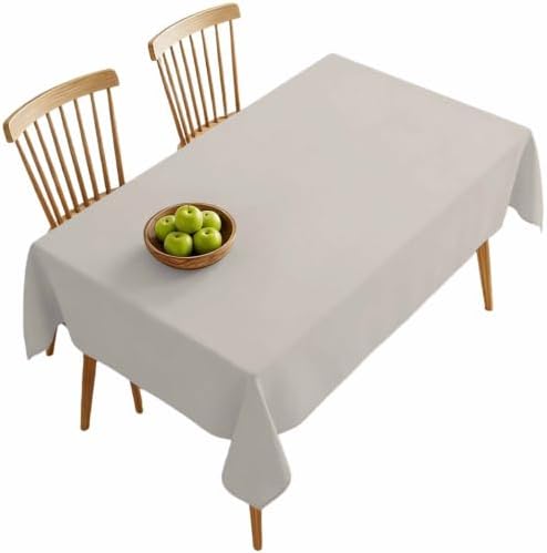 Rectangle Tablecloth, Light Gray Solid Color Waterproof Table Cloth