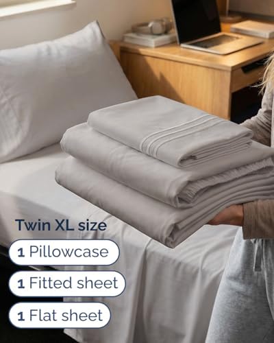 Twin XL Size 3 Piece Sheet Set - Breathable & Cooling Sheets - Light