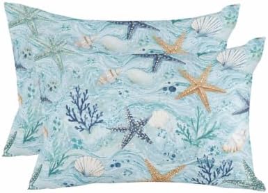 Waterproof Outdoor Throw Pillows with Inserts 12"x20" Set of 2,Coastal