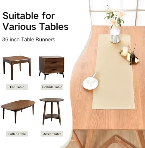 Farmhouse Beige Table Runner Small Short Table Runners 36 Inches
