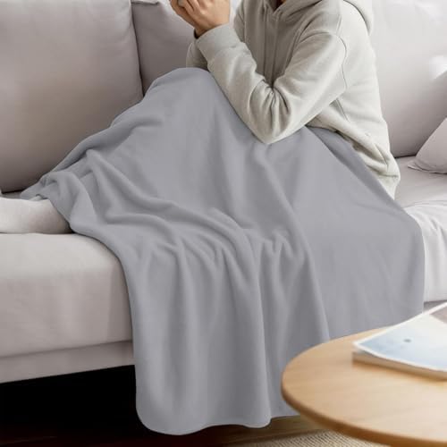 Gray Throw Blanket Solid Color Flannel Fleece Blanket Warm Cozy Soft