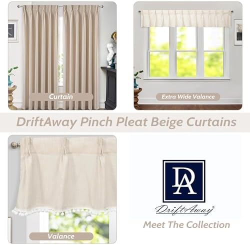 DriftAway Pinch Pleat Linen Textured Semi Sheer Solid Farmhouse and