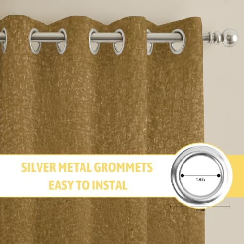 Vintage Brown Window Curtains 96 Inch Length 2 Panels Set, Modern