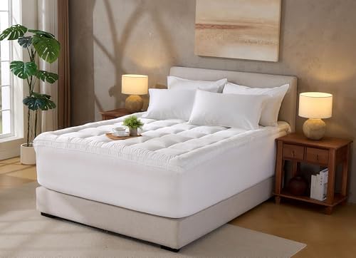 Queen Mattress Topper by Pure Bamboo, Cooling Pillowtop Plush Thick