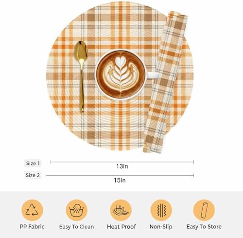 Minimalist Grid Round Braided Placemats Set of Set of 8 Heat