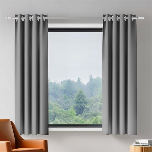 ORINOVA Gray Living Room Blackout Curtains 63 Inch Length 2 Panels Set
