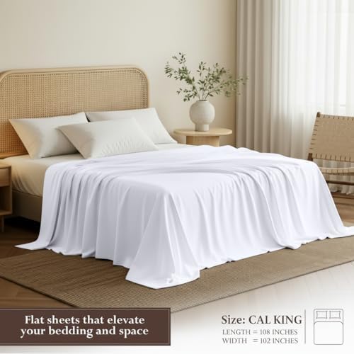 California King Size Flat Sheets Pack of 6, Ultra Soft Hotel Sheets