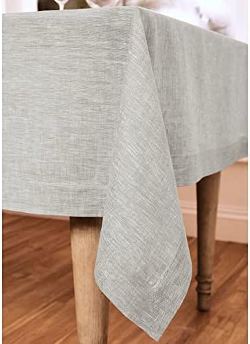 Solino Home 100% Pure Linen Tablecloth Oyster Grey Rectangular, 60 x