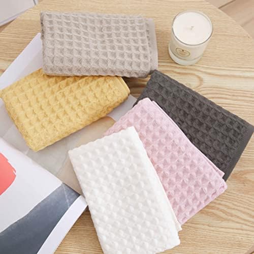 YiLUOMO Grey Waffle Bath Towel Set for College Dorm