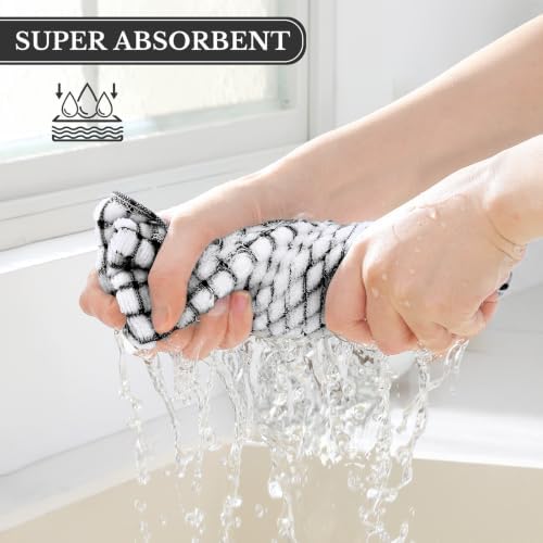 Homaxy 12 Pack Terry Kitchen Towels, 16"x25", Black