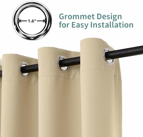 Pickluc Grommet Blackout Curtains 84 Inches Long 2 Panels, Light