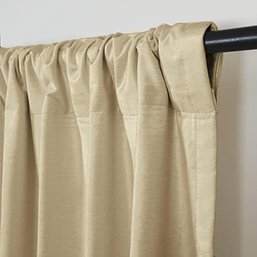 TWOPAGES Simple Taupe Luster Cotton Velvet Curtain with Back Tab