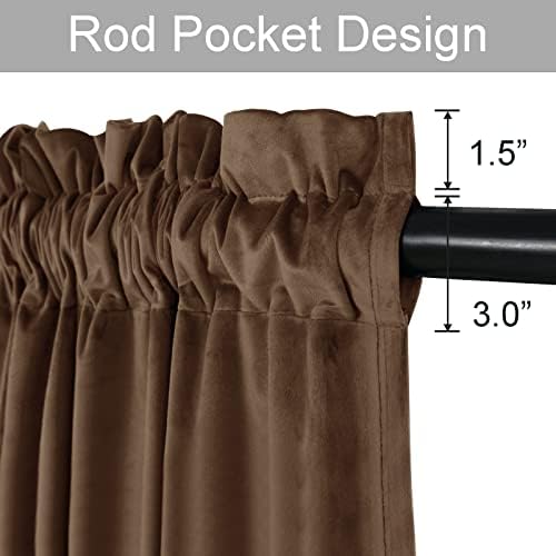 JIUZHEN Brown Velvet Curtains 72 inches Home Deco Privacy Protect