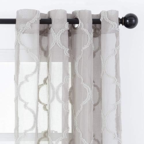 Chanasya Premium 2-Panel Moroccan Embroidered Grommet Textured Sheer