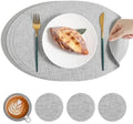 Oval Gray Placemats Set of 4 Faux Leather Placemats and Coasters