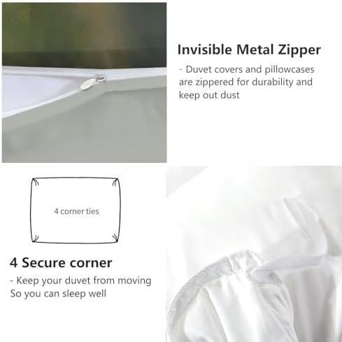 King Size Gray Duvet Cover 3 Pieces Set 102 x 91 inches, Natural