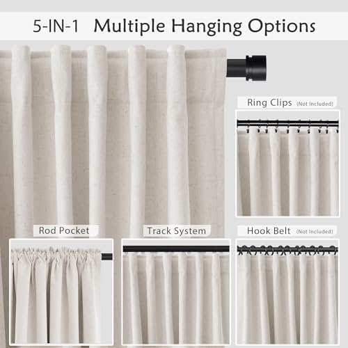 UHITECH 63 Inch Blackout Curtains for Living Room 2 Panels Set, Cream