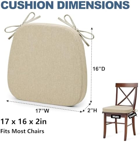 Shinnwa Kitchen Chair Cushions Set of 4, Non-Slip Dining Chair
