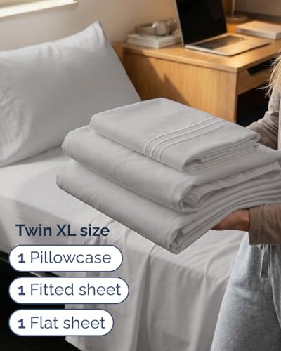 Twin XL Size 3 Piece Sheet Set - Breathable & Cooling Sheets - French