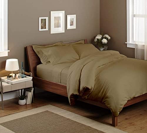 5 PC Duvet Covers Set, Queen/Full -Taupe Solid 100% Egyptian Cotton