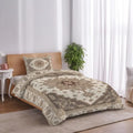 Beige Retro Boho Duvet Cover Queen Size,Quilt Cover 90"x90" with